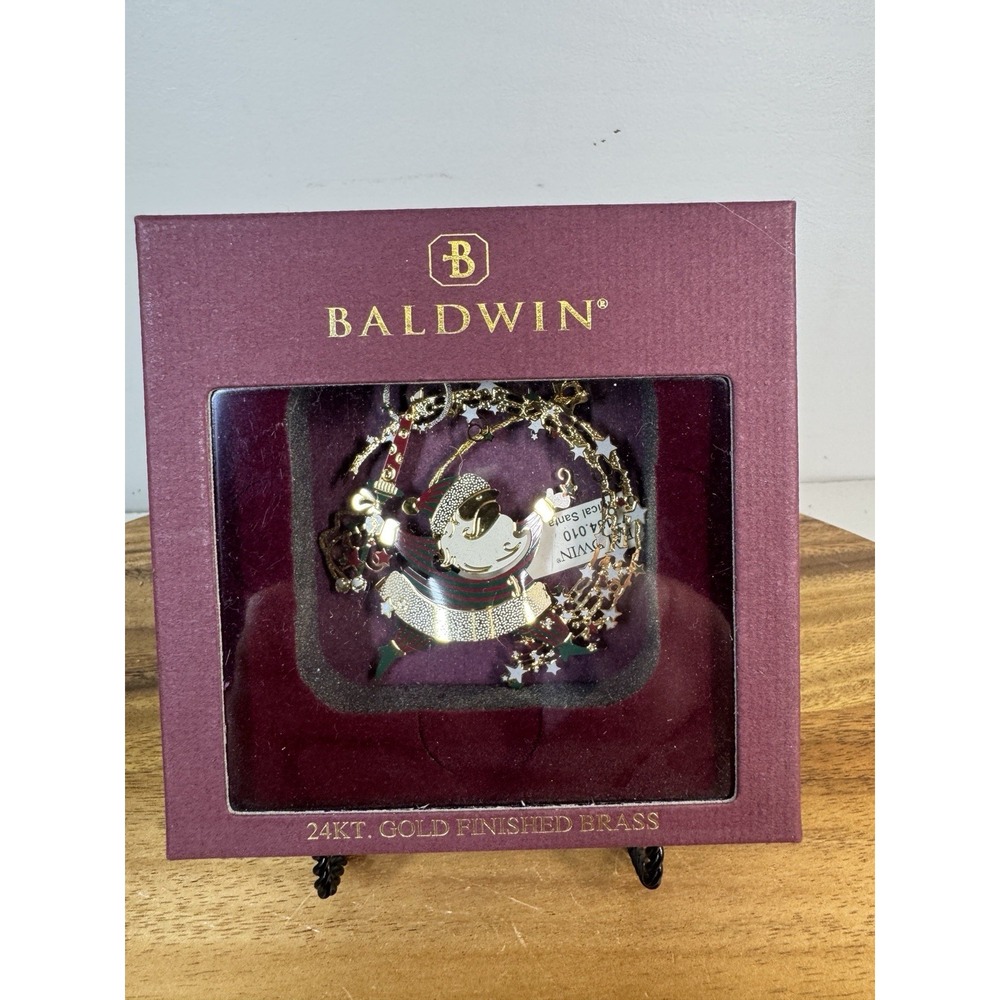Vintage Baldwin Brass Magical Santa w/24kt Gold Finish Ornament 2004 NIB